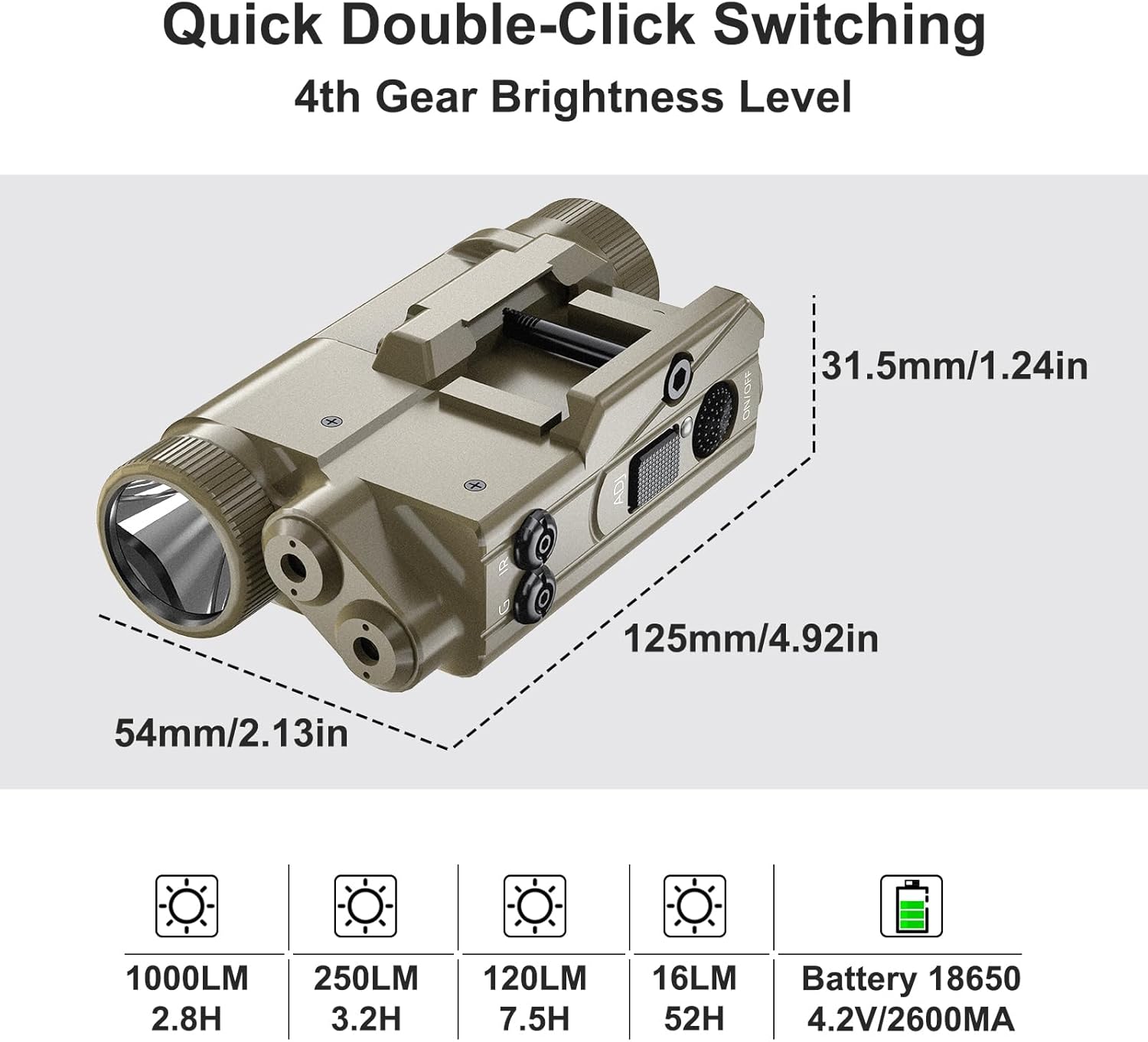 SMSlaser XK68G-Gold 1000 Lumens Flashlight Laser Combo User Manual
